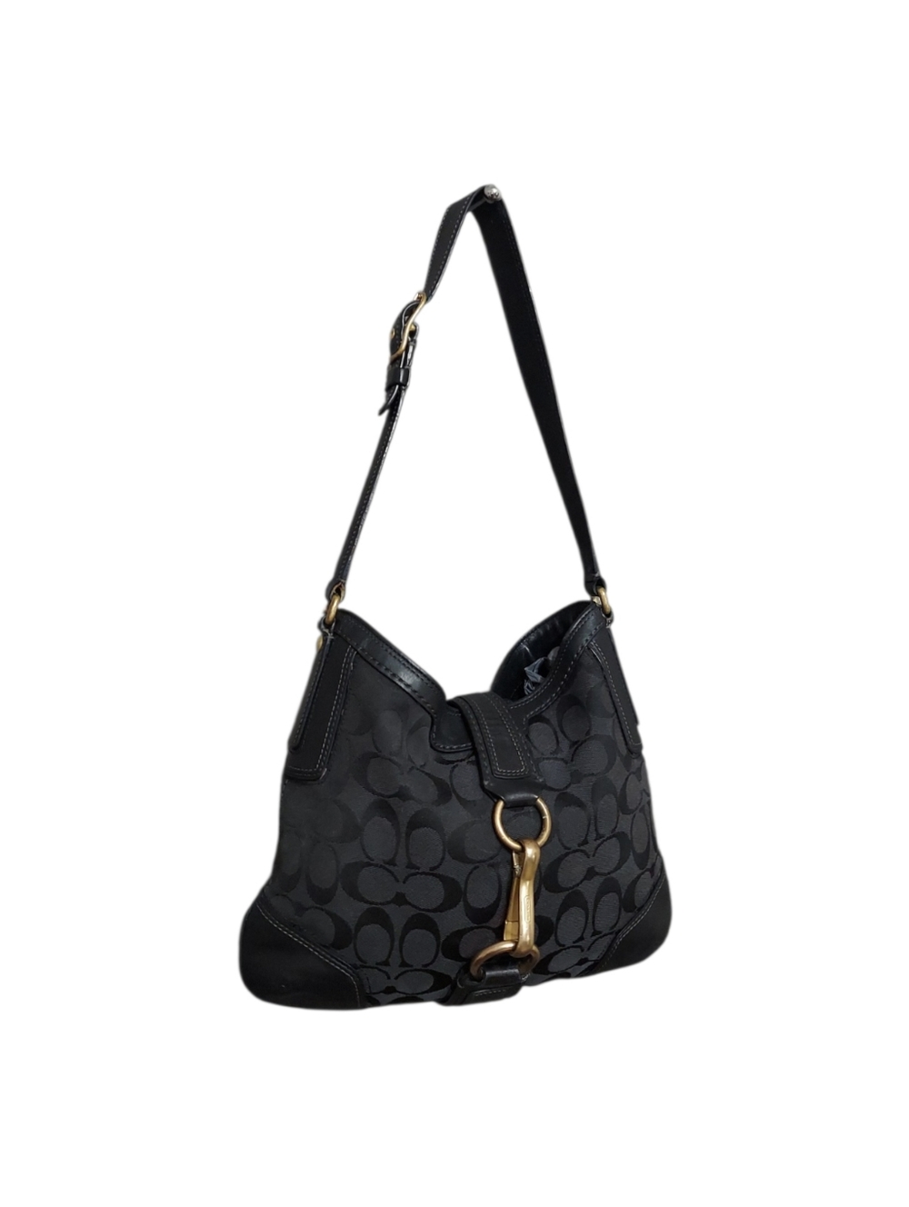 Coach Y2K Vintage 2000 Hamptons Signature Canvas & Leather Hobo Bag W/Brass - Picture 2 of 12